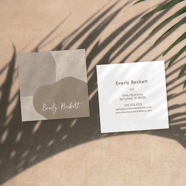 Tarjeta De Visita Cuadrada Taupe moderno con textura sana (Subido por el creador)