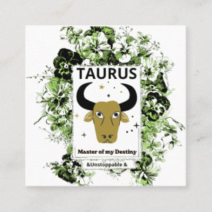 Tarjeta De Visita Cuadrada Tauro Zodíaco Maestro del Destino Arte Floral