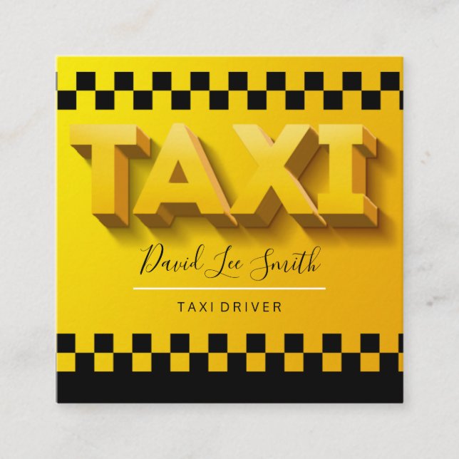 Tarjeta De Visita Cuadrada Taxista / Servicio Cab (Anverso)