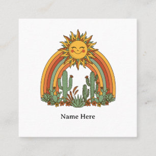 Tarjeta De Visita Cuadrada Taza de café con nombre personalizado de cactus ar
