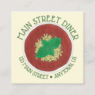 Tarjeta De Visita Cuadrada Tazón de tomate Basil Restaurante italiano Diner
