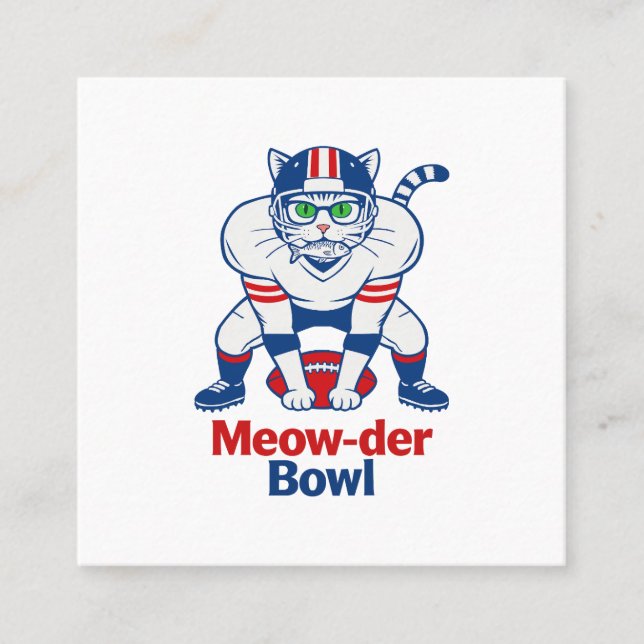 Tarjeta De Visita Cuadrada Tazón Meow-der  (Anverso)