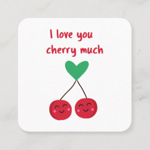 Tarjeta De Visita Cuadrada Te Amo Mucho Cereza San Valentín