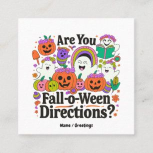 Tarjeta De Visita Cuadrada ¿Te Caes O Ween Direcciones Docente Halloween