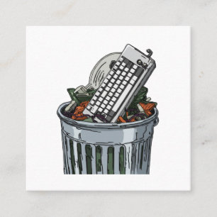 Tarjeta De Visita Cuadrada Teclado en cubo de basura