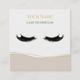 Tarjeta De Visita Cuadrada Técnico de pestañas con código QR de lujo