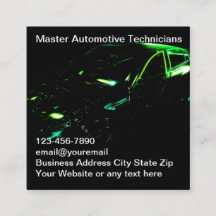 Tarjeta De Visita Cuadrada Técnico Ingeniero Automotriz Más Cool