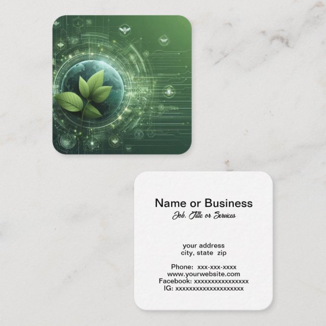 Tarjeta De Visita Cuadrada Tecnología vegetal (Anverso / Reverso)