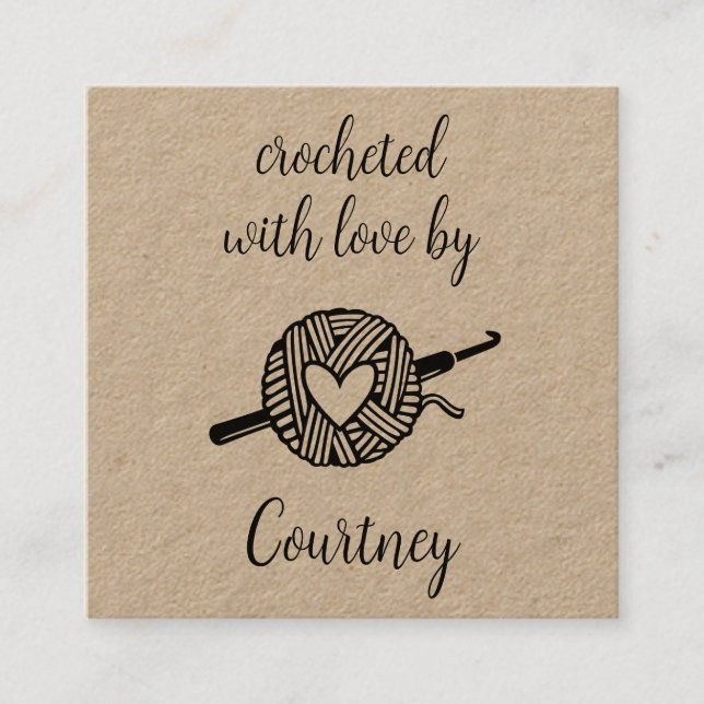 Tarjeta De Visita Cuadrada Tejido con Amor (Anverso)