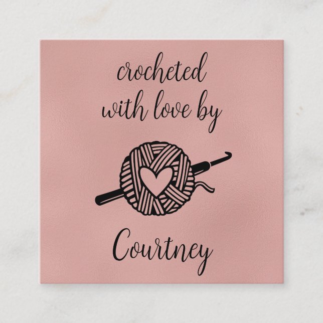 Tarjeta De Visita Cuadrada Tejido con Amor (Anverso)
