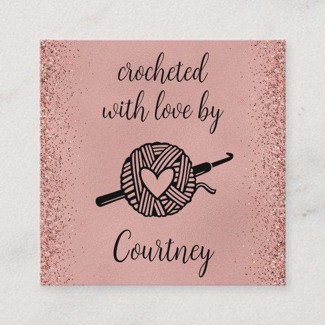 Tarjeta De Visita Cuadrada Tejido con Amor (Anverso)