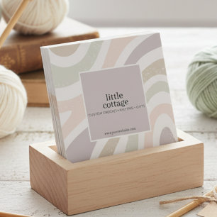 Tarjeta De Visita Cuadrada Tejido Crochet Moderno Abstracto Hecho a Mano