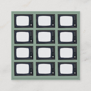 Tarjeta De Visita Cuadrada Televisor Patrón Clásico Antiguo de TV Retro