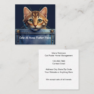 Tarjeta De Visita Cuadrada Tema de hogar de acogida de gatos lindos