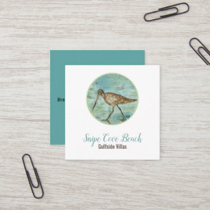 Tarjeta De Visita Cuadrada Tema De La Costa De Snipe Shorebird
