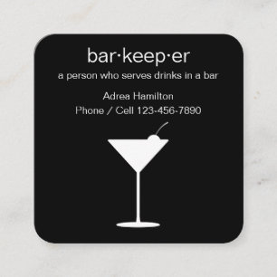 Tarjeta De Visita Cuadrada Tema del Barkeeper y del camarero