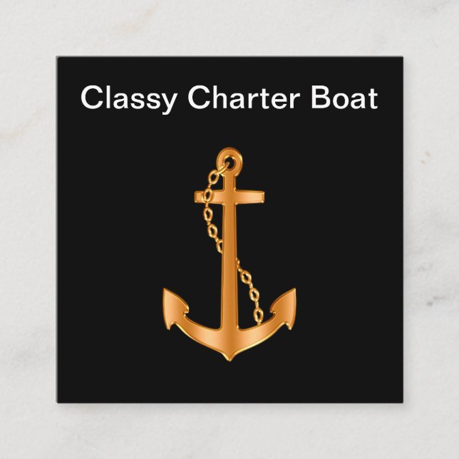 Tarjeta De Visita Cuadrada Tema náutico del ancla con clase del barco (Anverso)