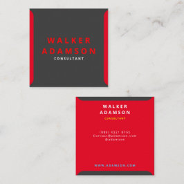 Tarjeta De Visita Cuadrada Tendencias Elegante Rojo y Negro Mate