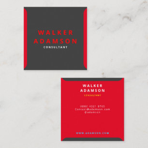 Tarjeta De Visita Cuadrada Tendencias Elegante Rojo y Negro Mate