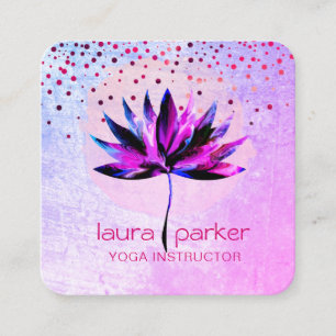Tarjeta De Visita Cuadrada Terapeuta de masaje de yoga de acuarela de loto pú