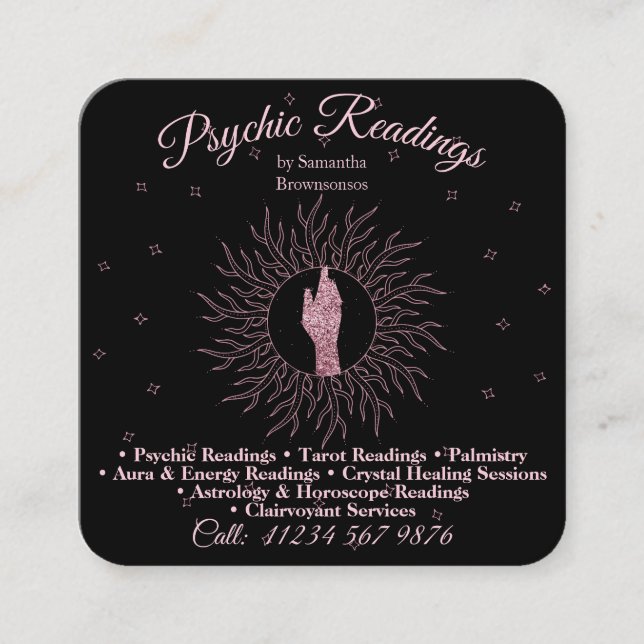 Tarjeta De Visita Cuadrada Terapia de Masaje Astrologista Medio Psíquico (Anverso)