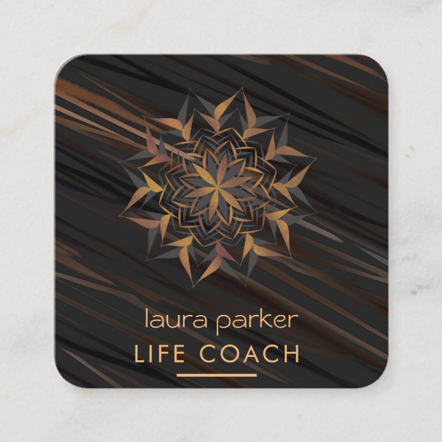 Tarjeta De Visita Cuadrada Terapia de Masaje de Yoga Tribal de Arte Mandala B (Anverso)