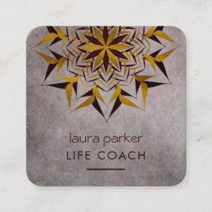 Tarjeta De Visita Cuadrada Terapia de Masaje de Yoga Tribal de Arte Mandala B