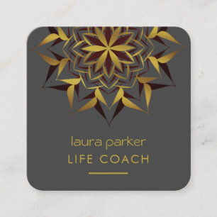 Tarjeta De Visita Cuadrada Terapia de Masaje de Yoga Tribal de Arte Mandala B