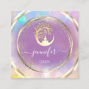 Tarjeta De Visita Cuadrada Terapia de salón de yoga Mentalidad QRCODE GoldVio