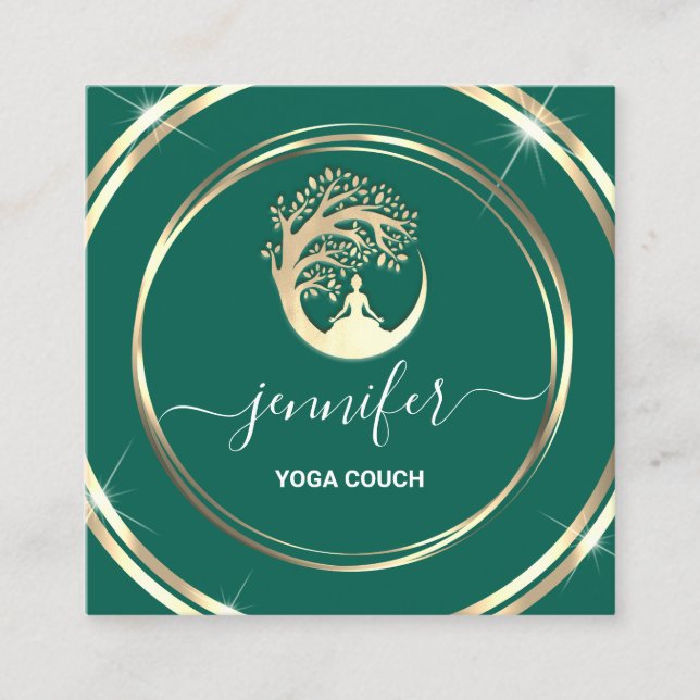 Tarjeta De Visita Cuadrada Terapia del sofá de yoga Mindfullness QRCODE LOGO  (Anverso)