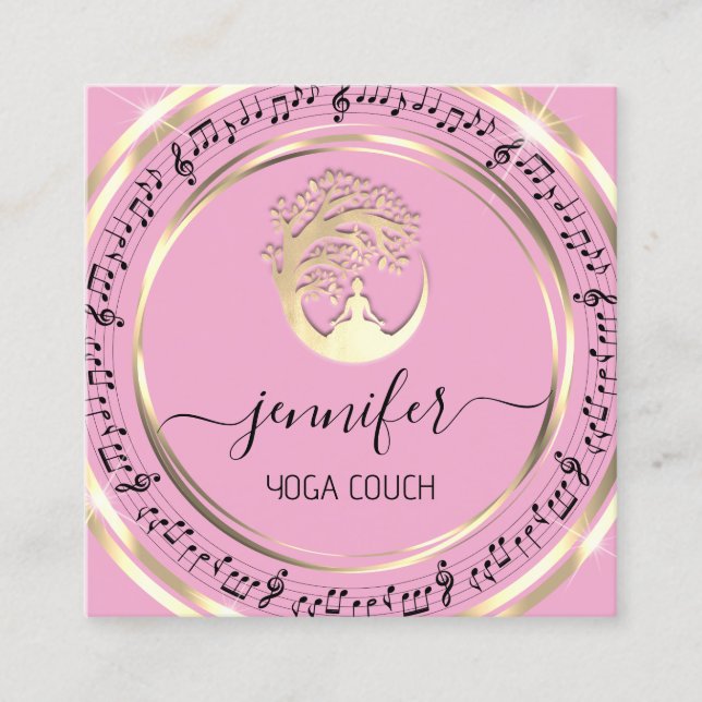 Tarjeta De Visita Cuadrada Terapia del sofá de yoga Mindfullness QRCODE Músic (Anverso)