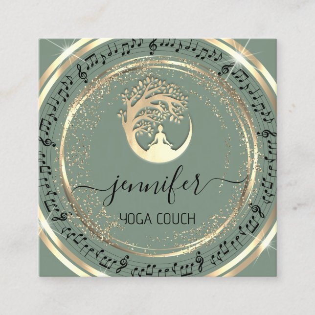 Tarjeta De Visita Cuadrada Terapia del sofá de yoga Mindfullness QRCODEMusic  (Anverso)
