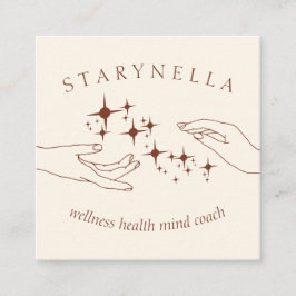 Tarjeta De Visita Cuadrada Terapia Reiki con Manos de Energía de Estrellas de