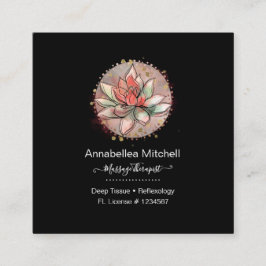 Tarjeta De Visita Cuadrada Terapia Spa Suculento Curación De Yoga