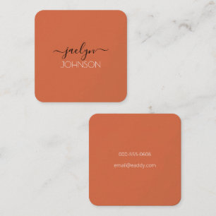 Tarjeta De Visita Cuadrada Terracota Simple Script Blanco Nombre personalizad