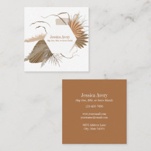 Tarjeta De Visita Cuadrada Terracotta Floral Boho Tropical