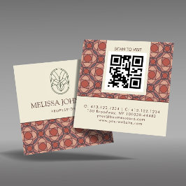 Tarjeta De Visita Cuadrada Terracotta Geometric Square QR Business Card