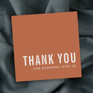 TARJETA DE VISITA CUADRADA TERRACOTTA NARANJA DE LA QUEMA MÍNIMA LE AGRADECE