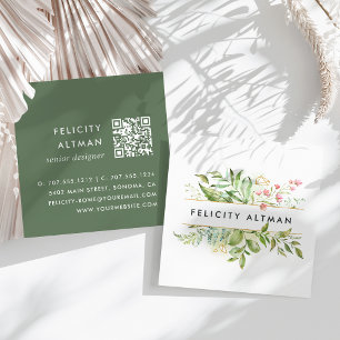 Tarjeta De Visita Cuadrada Terrario   Código QR botánico