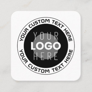 Tarjeta De Visita Cuadrada Texto circular editable y logotipo reemplazable   