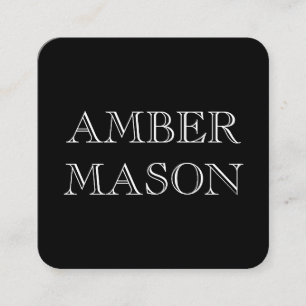 Tarjeta De Visita Cuadrada Texto clásico simple Minimalista