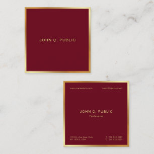 Tarjeta De Visita Cuadrada Texto de oro elegante personalizado seda roja burg