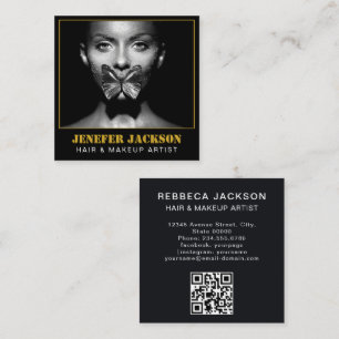 Tarjeta De Visita Cuadrada texto encantador fotógrafo moderno código QR negro