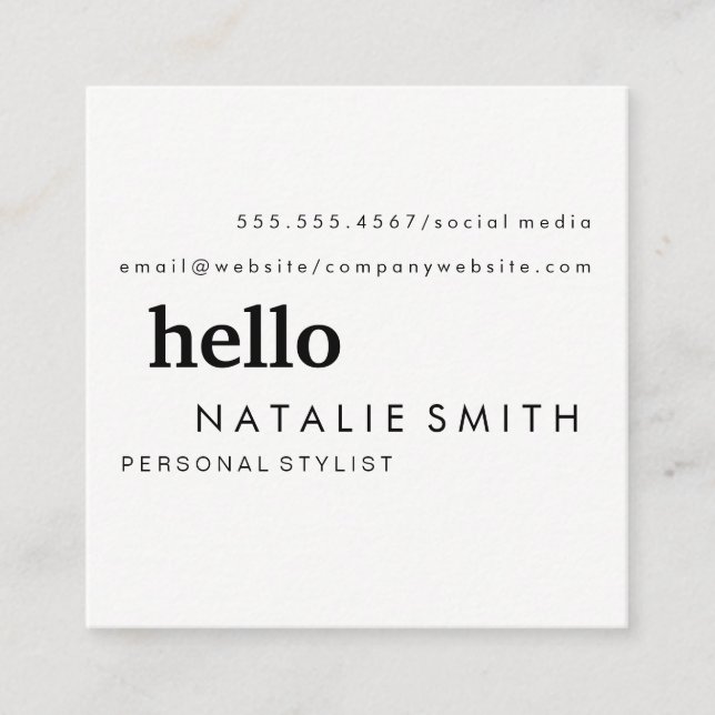 Tarjeta De Visita Cuadrada Texto mixto (Anverso)