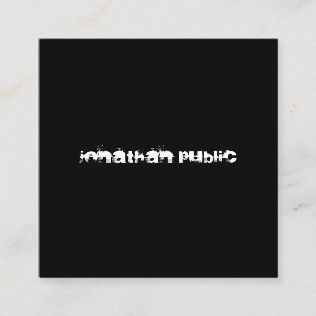 Tarjeta De Visita Cuadrada Texto Moderno Molesto Negro Y Blanco B&W Elegante (Anverso)