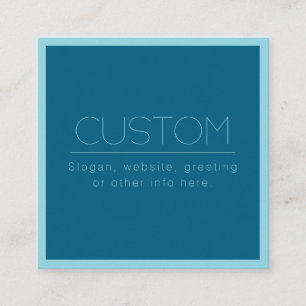 Tarjeta De Visita Cuadrada Texto moderno personalizable Azul océano y huevo