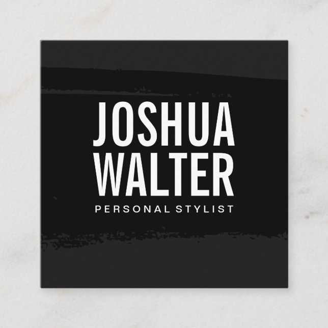 Tarjeta De Visita Cuadrada Texto negrita simple cepillado negro (Anverso)