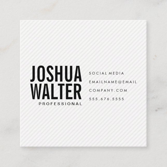 Tarjeta De Visita Cuadrada Texto negrita simple con franjas (Anverso)