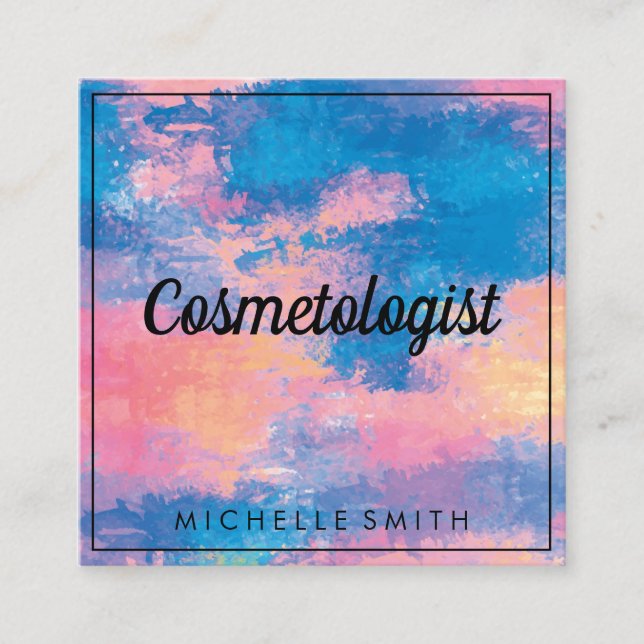 Tarjeta De Visita Cuadrada Textura acuarela (Anverso)