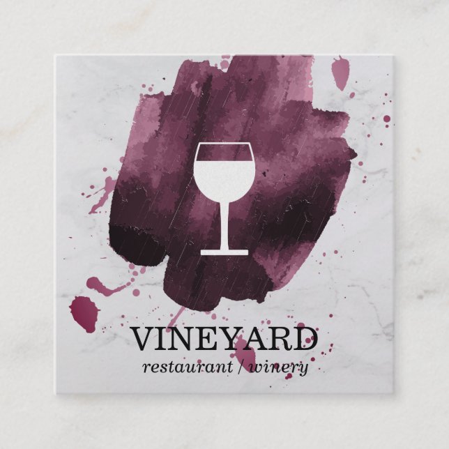 Tarjeta De Visita Cuadrada Textura cepillada de vino / Vidrio (Anverso)